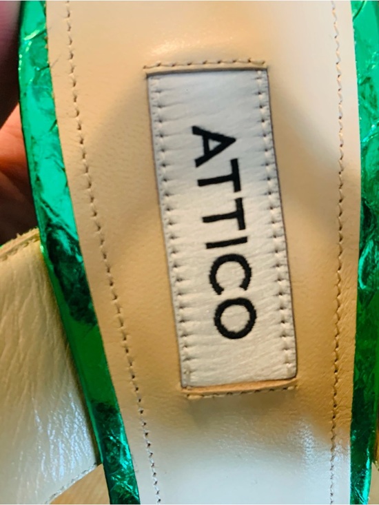 THE ATTICO Mariah Metallic Green Python Embossed Leather Sandals Size 35 / US 5 main image 4